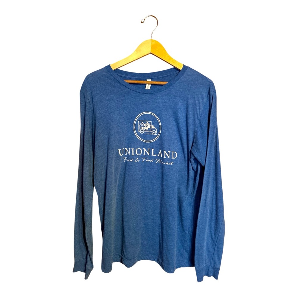Bella Canvas Blue Unionland Feed and Market Long Sleeve T-Shirt Women’s Large